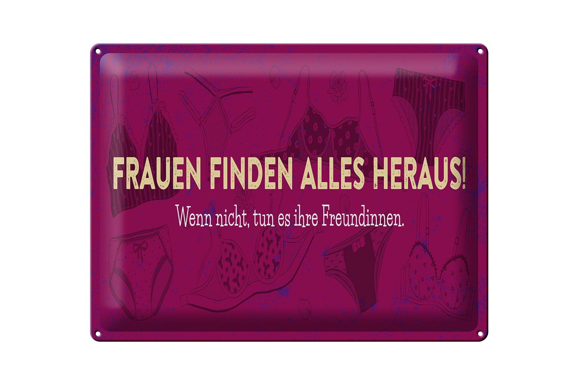 Targa in metallo con scritta "Donne scopri tutto" 40x30 cm, cartello rosa