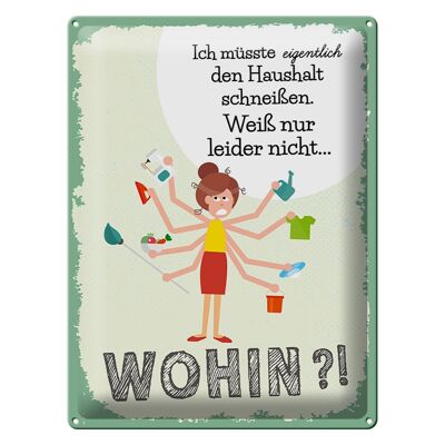 Blechschild Spruch 30x40cm ich müsste eigentlich den Haushalt schmeißen