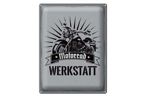 Blechschild Hinweis 30x40cm Motorrad Werkstatt blaues