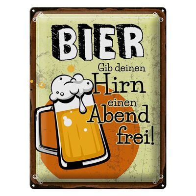 Tin sign 30x40cm Beer Give your brain a night off