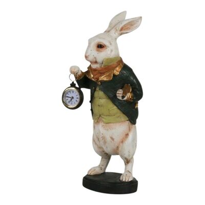 Higo. Conejo con reloj resina 42.5 cms