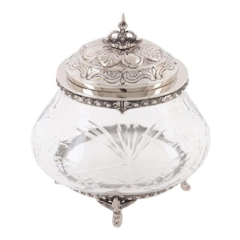 Scatola in vetro con coperchio allu Ø23 cm