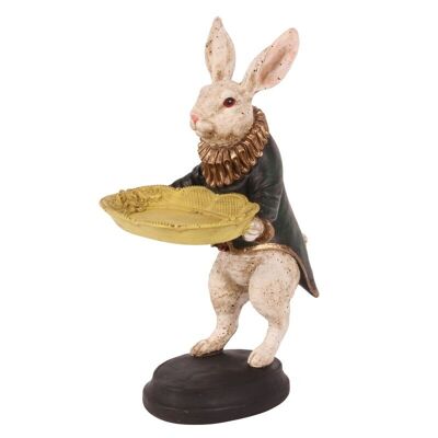 Higo. Estatua de conejo con plato 29 cm
