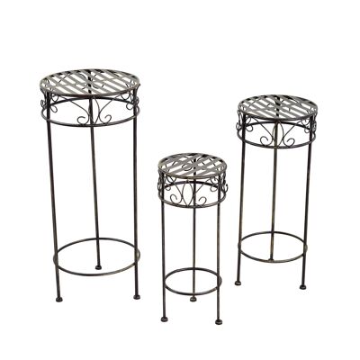 Metal stool Malcesine set of 3, Ø 20x50 + Ø 25x60 + Ø 30x70 cm, brown, 808753