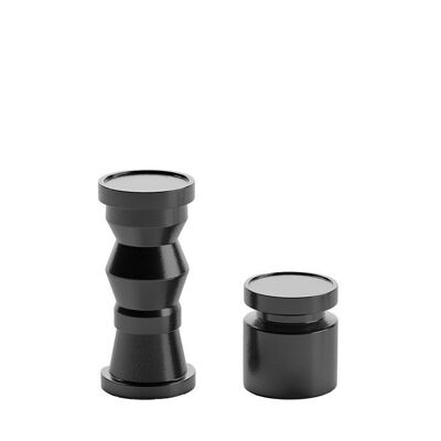 Set of 2 black Antalya design wooden candle holders