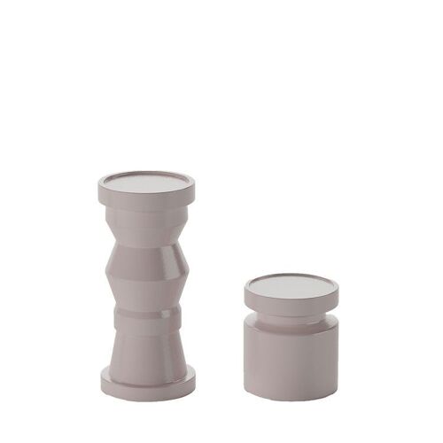 Set de 2 bougeoirs en bois design coloris rose Antalya