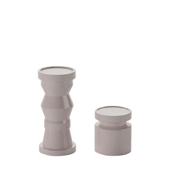 Set de 2 bougeoirs en bois design coloris rose Antalya 1