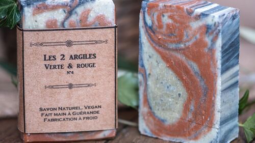 Savon Les deux argiles - Verte & rouge - N°4 / Peaux mixtes à grasses