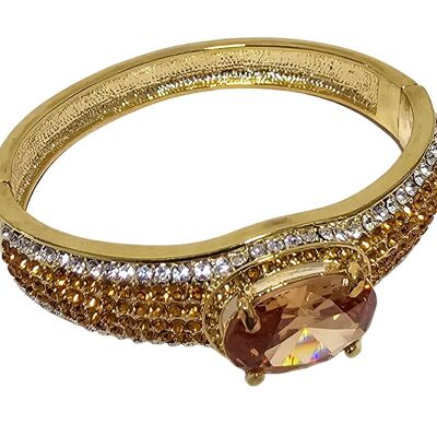 Bracelet rhodié avec pierre d'ambre