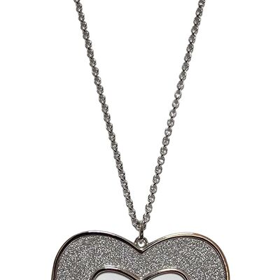 rhodium necklace with heart-shaped centre