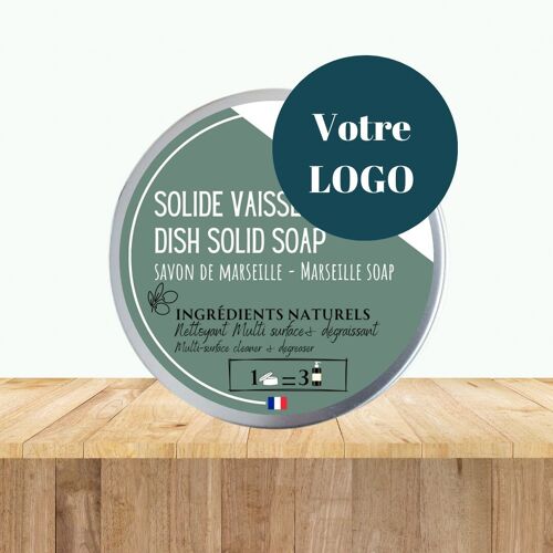 Savon Vaisselle personnalisable LOGO  Savon de Marseille - Rechargeable - 100 g - Sans huiles essentielles