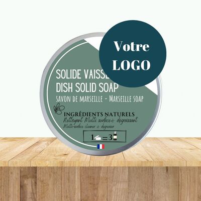 Jabón para platos personalizable LOGO Savon de Marseille - Recargable - 100 g - Sin aceites esenciales