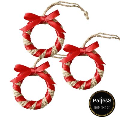 Jute Advent wreath pendant napkin ring set of 3