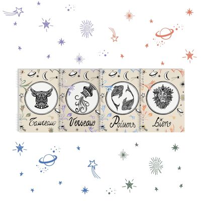 Carnet réutilisable format A5 - Astrologie - Kit accessoires inclus