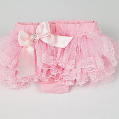 Baby girls frilly lace pants-pink