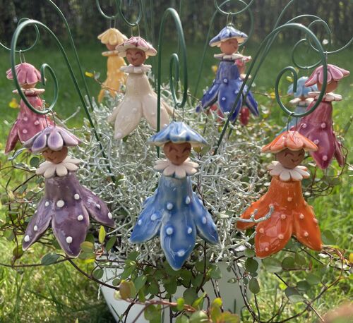 Hanging Colorful Flower Fairy/Large, Ceramic Figures