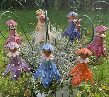 Fée des fleurs colorées suspendues/grandes figurines en céramique 2