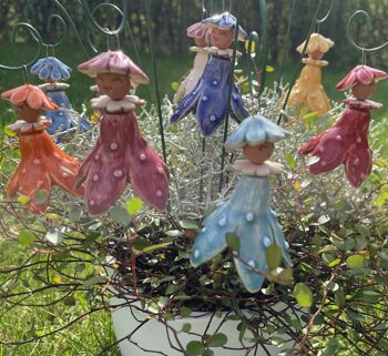 Fée des fleurs colorées suspendues/grandes figurines en céramique 6