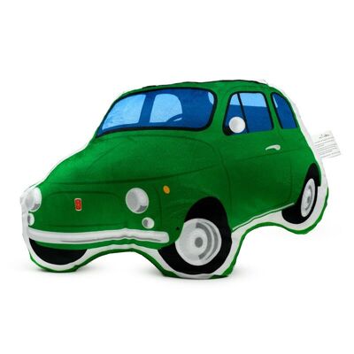 Grünes Plüschkissen in Fiat 500-Form