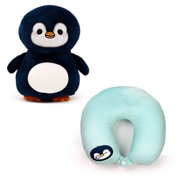 Swapseazzz Adoramals Ocean Penguin Oreiller de voyage et jouet en peluche 2 en 1