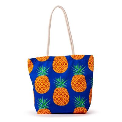 Strandtasche aus Canvas mit Ananas-Print