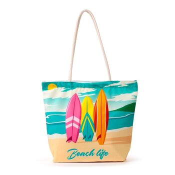 Sac de plage en toile Beach Life Surf