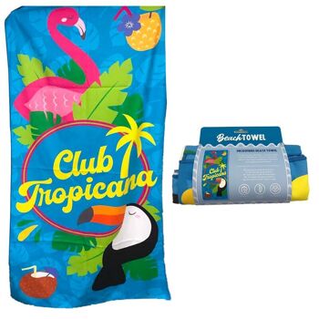 Serviette de plage en microfibre Flamingo Club Tropicana