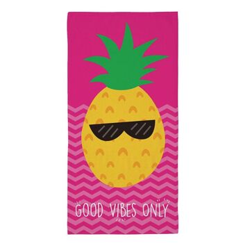 Serviette de plage en microfibre ananas Good Vibes Only