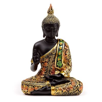 Meditazione del Buddha tailandese in oro nero e arancione