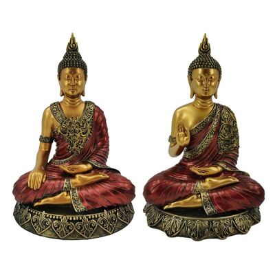 Contemplazione del Buddha tailandese rosso e oro