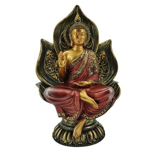 Red & Gold Thai Buddha Seated Lotus