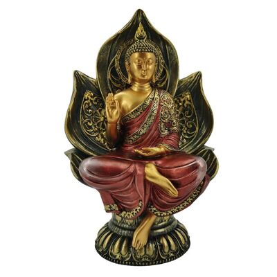 Sitzender thailändischer Buddha-Lotus in Rot und Gold