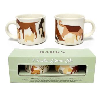 Ensemble de 2 tasses à expresso en porcelaine Barks Dog