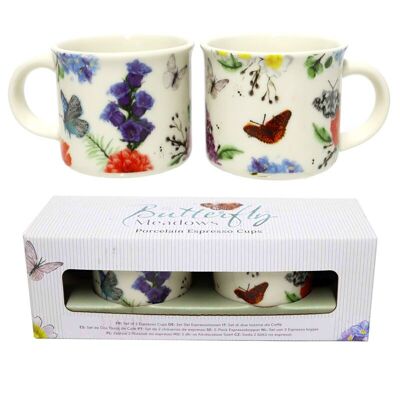 Butterfly Meadows Set of 2 Porcelain Espresso Cups