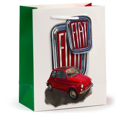 Fiat 500 Retro Rot & Weiß Geschenktüte Mittel
