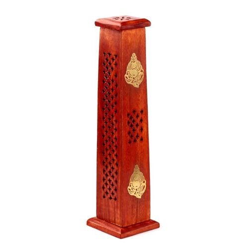 Mango Wood Ashcatcher Incense Tower Burner Chinese Buddha