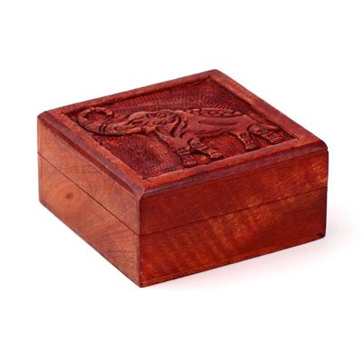 Boîte à bibelots éléphant sculpté en bois de manguier