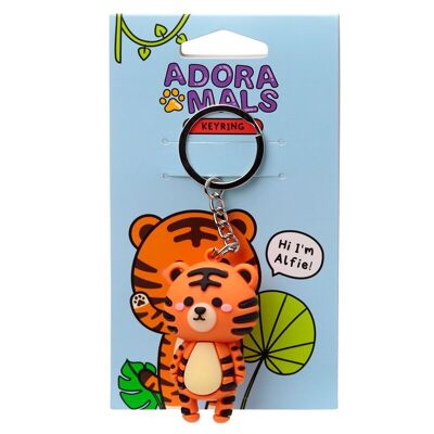 Alfie der Tiger Adoramals 3D-Schlüsselring aus PVC