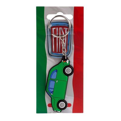 Porte-clés en PVC vert Fiat 500