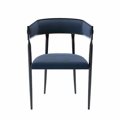 Aurore navy blue velvet rounded back design dining room chair