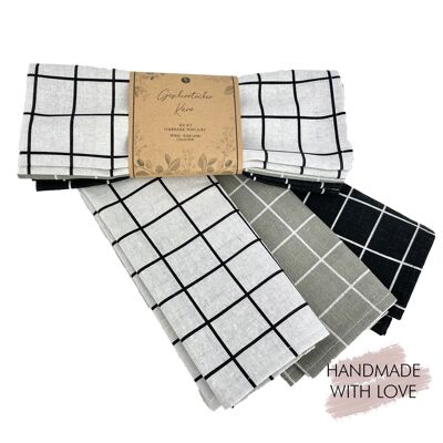 Checked tea towels set of 3