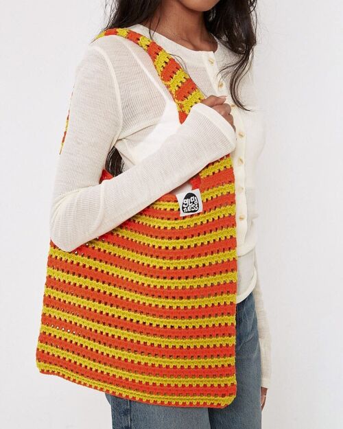 Nettie Recycled Knit Stripe Sling Tote