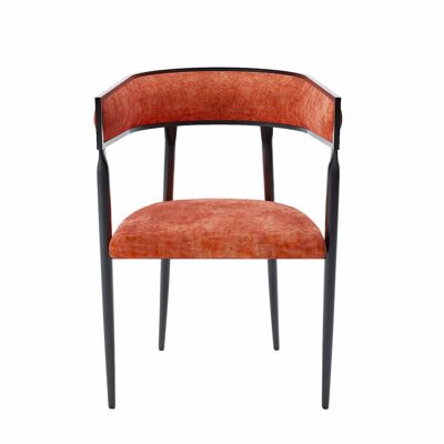 Aurore ocher velvet rounded back design dining room chair