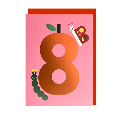 APPLE AGE 8 FOIL POPPY RED ENVELOPE Card