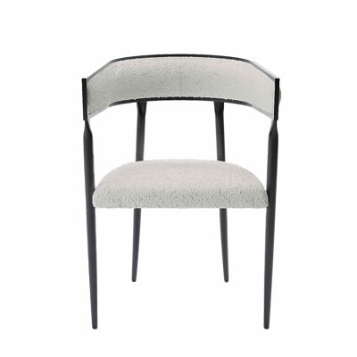 Aurore cream gray curly rounded back designer dining room chair