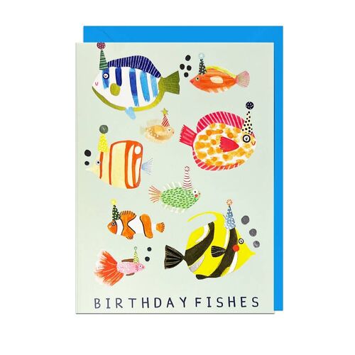 BIRTHDAY FISHES - FOIL, BLUE ENVELOPE Card