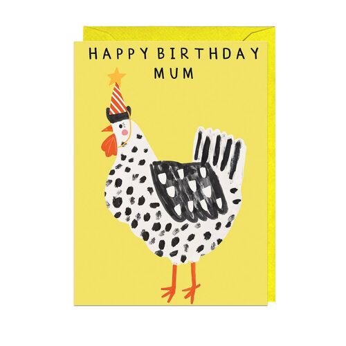 BIRTHDAY MUM CHICKEN - YELLOW ENVELOPE Card