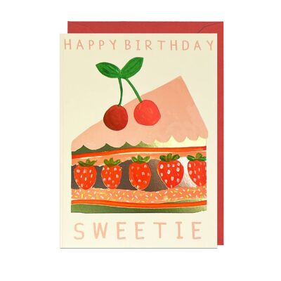 Geburtstagskarte für Süße – Folie, roter Umschlag