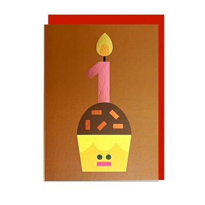 CUPCAKE AGE 1 FOIL POPPY RED ENVELOPE Card