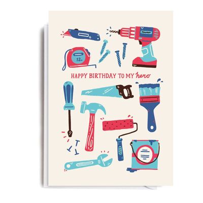 Tarjeta de cumpleaños de herramientas de bricolaje